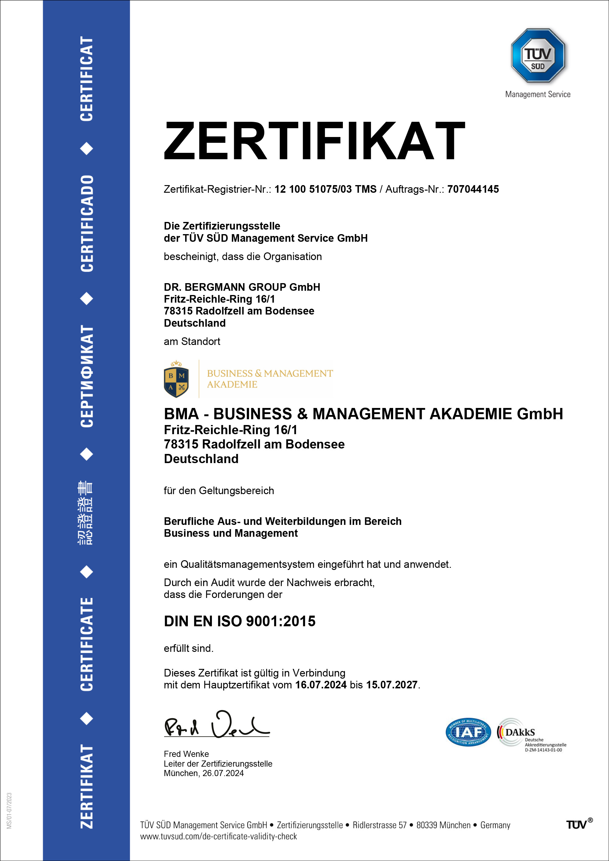 TÜV Anerkennung oya